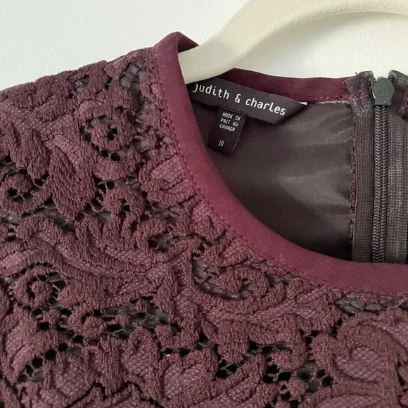 Judith & Charles Lace Sheath  Bodycon Midi Dress in Burgundy Size 10 - Picture 3 of 5